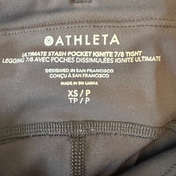 Athleta Ultimate Stash Pocket Ignite 7/8 Tight Leggings Black & - Size XS / P - Picture 5 of 6